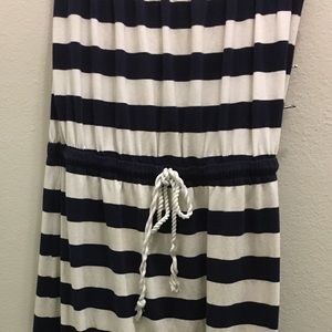 Gap Navy & White Nautical Strapless Maxi Dress